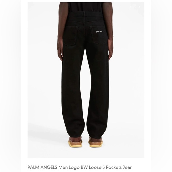 PALM ANGELS Men Logo BW Loose 5 Pockets Jean - Size 30 - New - Picture 5 of 16